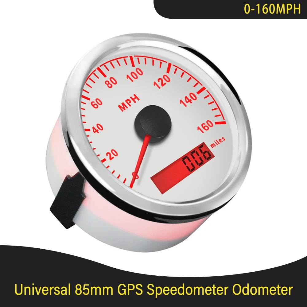 0-140MPH 0-160MPH 0-200MPH GPS Speedometer 12V 24V Universal MPH Speedometer Gauge Black or White Faceplate for UTV Motorcycle