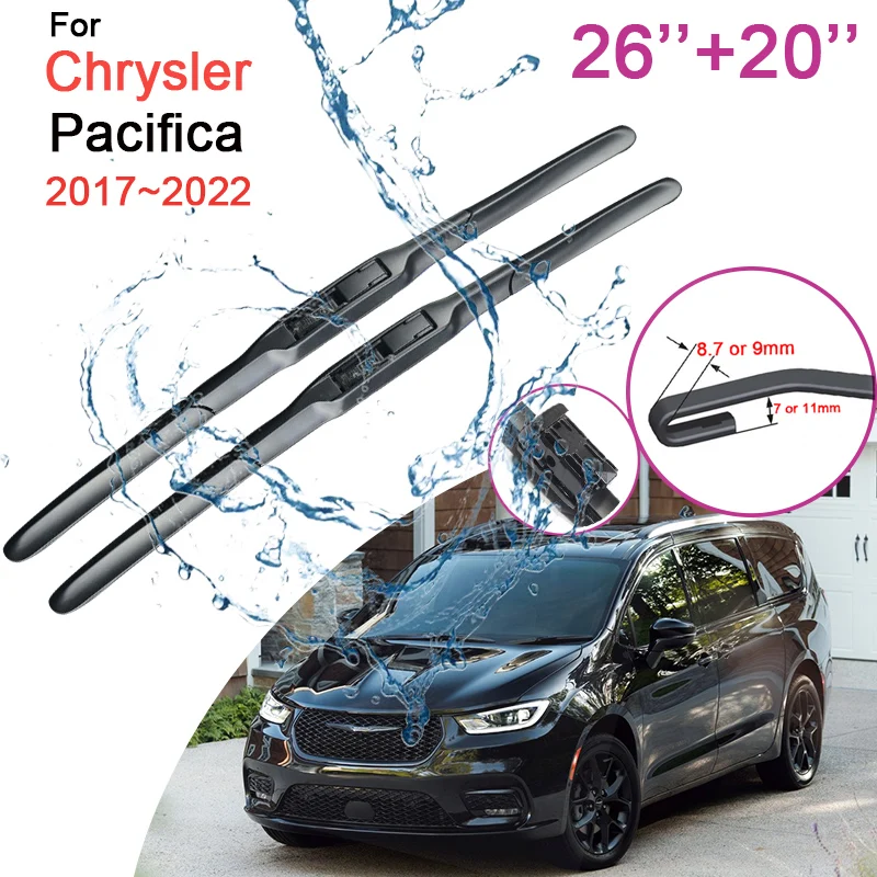 

Car Front Windshield Wiper Blades for Chrysler Pacifica 2017 2018~2022 Models Frameless Rubber Snow Scraping Black Accessories