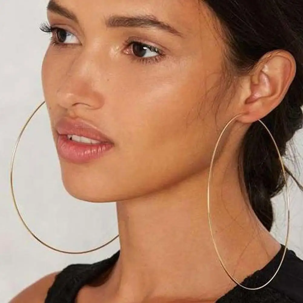 Fashion Exaggerated 12cm Super Big Hoop Earrings Smooth Large Circle Earrings for Women Statement Jewelry Boucles d\'oreilles