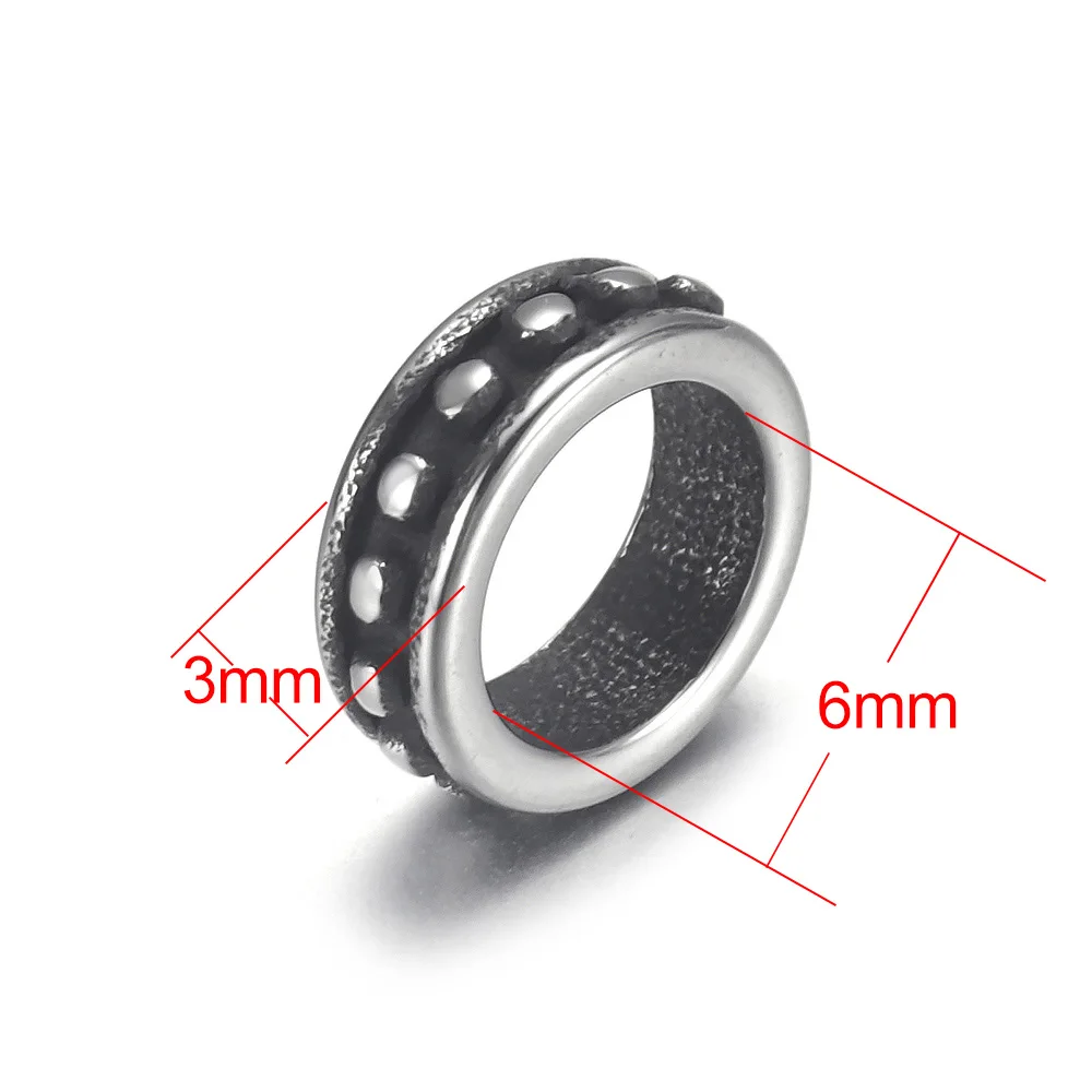 Stainless Steel Spacer Bali Bead Polished 6mm Hole Metal Beads Bracelet Charms for DIY Jewelry Making Accessories