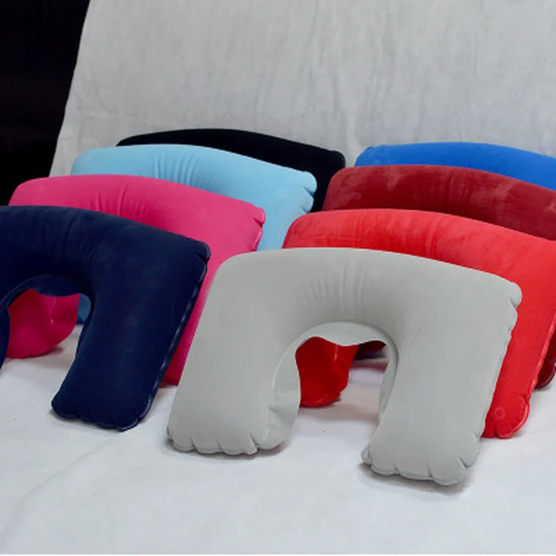 1pcs Portable U Shaped Pillow Inflatable Neck Car Head Rest Air Cushion Comfortable Sleep Pillows Travel Accessories