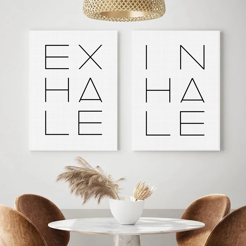 Relaxing Bedroom Print Quote Wall Art Canvas Painting Picture Inhale Exhale Modern Minimalist Poster Home Room Wall Decoration