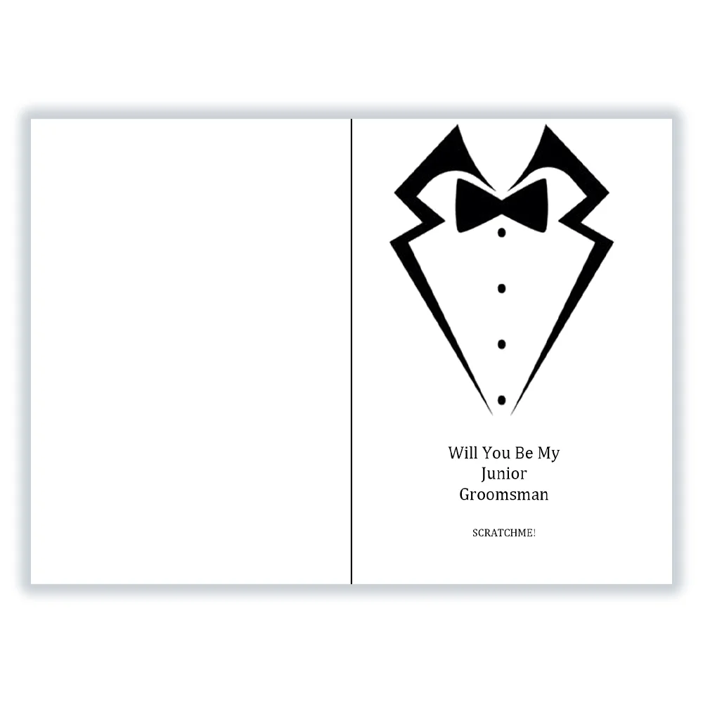 Scratch Off Card for Junior Groomsman, Proposal for Nephew, Will You Be My Groomsman Best Man Tuxedo Black Tie Card for Nephew