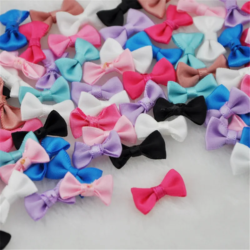 50 pcs Small Satin Ribbon Bows Flower Appliques sew Craft Kid\'s cloth Lots Upick B128