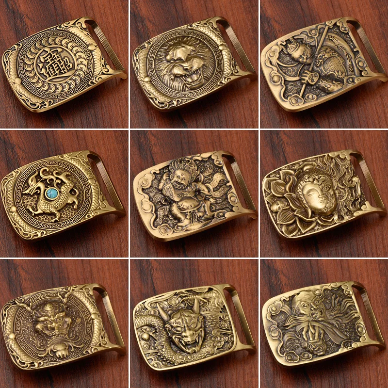 High Quality Copper Buckle Chinese Style Personality Belt Buckle Male Retro Smooth Buckle A Variety Of Styles