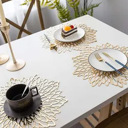 6PCS Kitchen Room Mat Coaster Table Tableware PVC Tea Trays Placemat Individual Pad Dinner Plates Decorative Rug Utensils Set