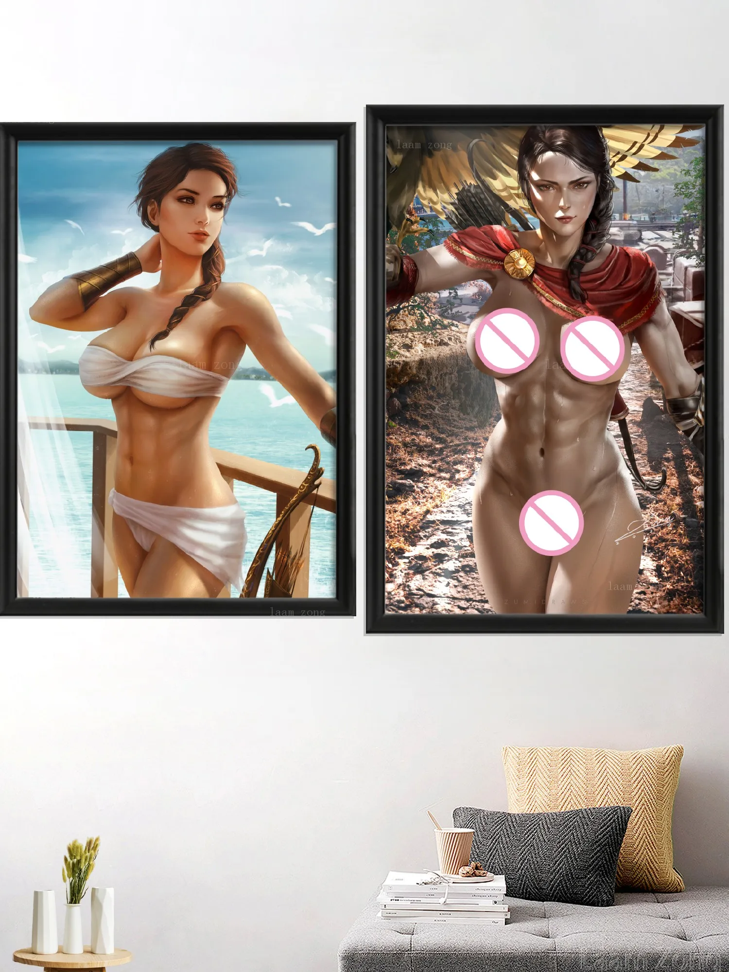 كاساندرا لعبة فيديو مثير فتاة عارية الكرتون أنيمي الفن المشارك غرفة المعيشة ديكور غرفة نوم ديكور المنزل الجدار