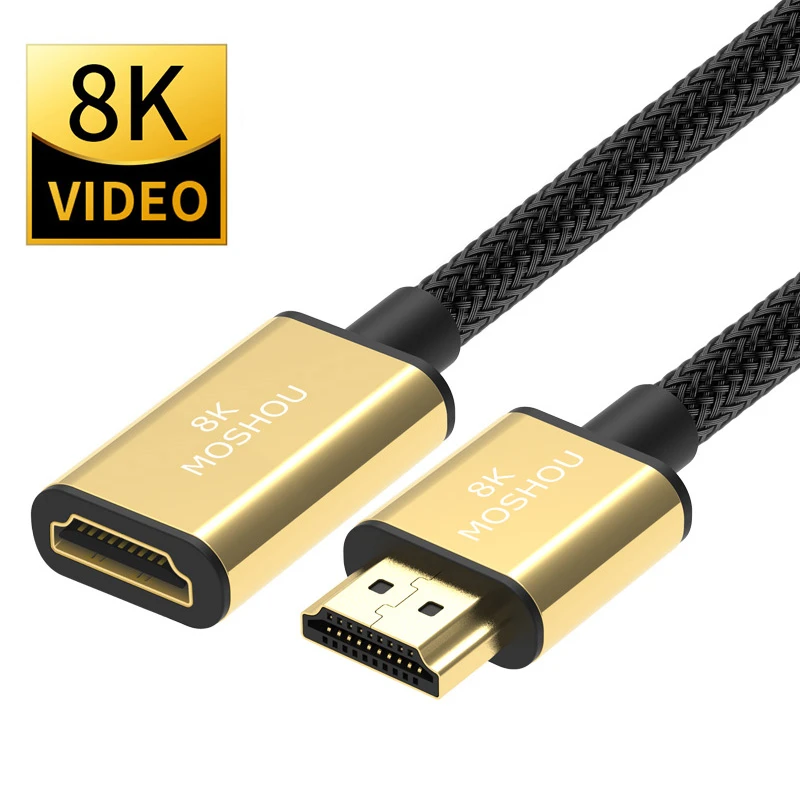 

HDMI-compatible 2.1 Cables 8K 4K 60Hz MOSHOU male to female Adapter Dynamic HDR ARC CEC High Definition Video Extension cord