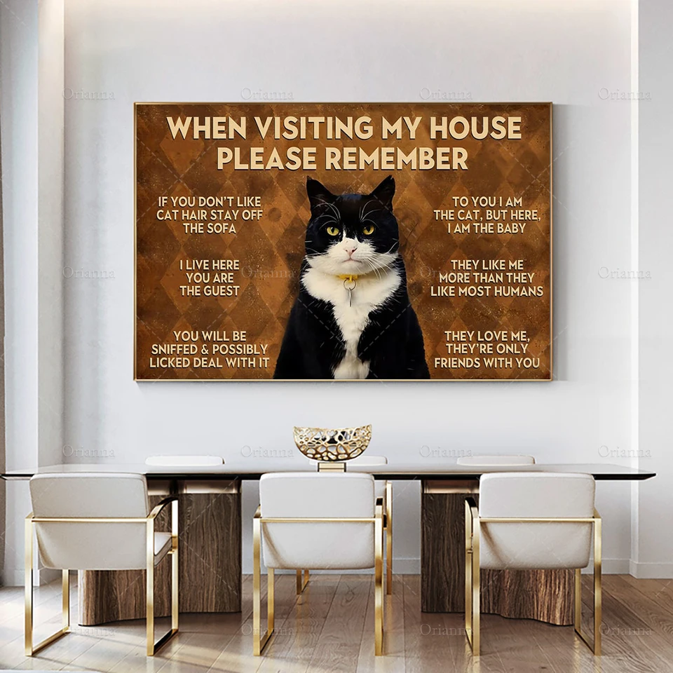 When Visiting My House Please Remember Poster, Cat Rules Art Print, Cat Lover Home Decor,Cat Friends Artwork Wall Printable Art