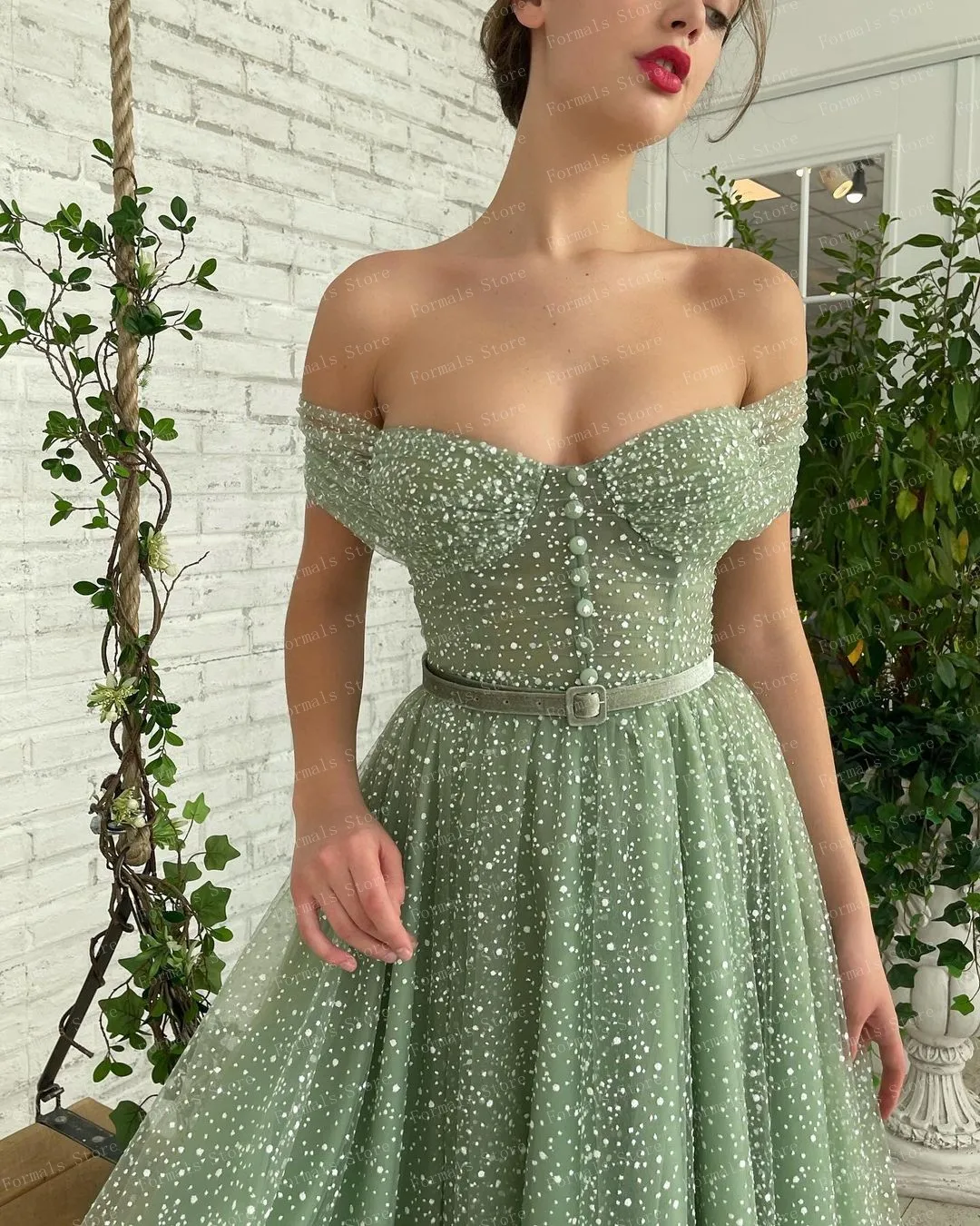 Off Shoulder Midi Dress A-line Party Dress Bridesmaid Dresses Elegant Dresses For Women For Party Green Dresses For Women