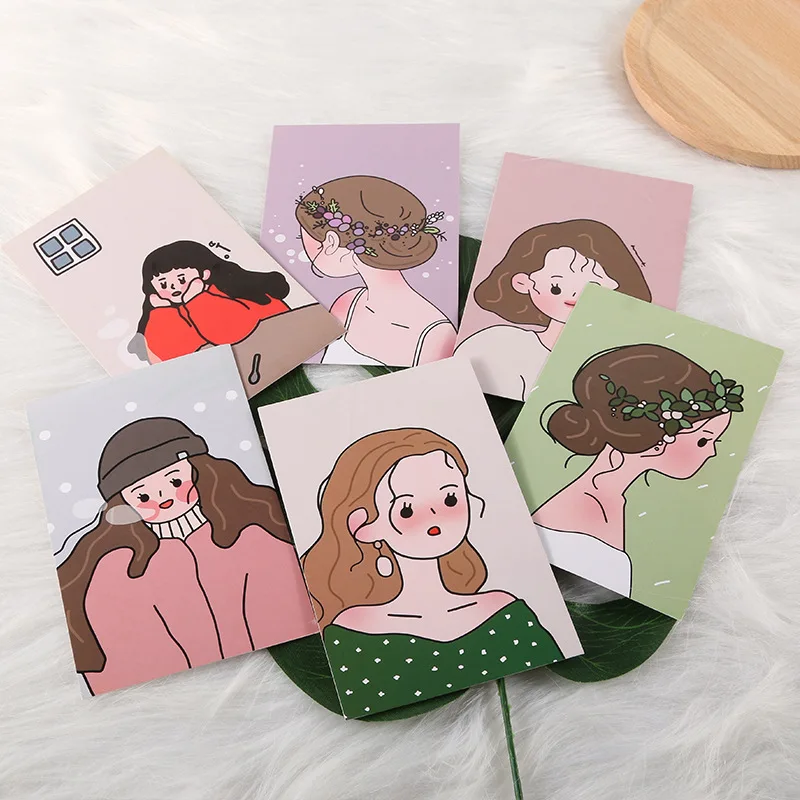 Ins Korean Girl Inset Postcard Kawaii Hand Account Decoration Card No Sticky Small Poster DIY Metop Wall Sticker Photo Props