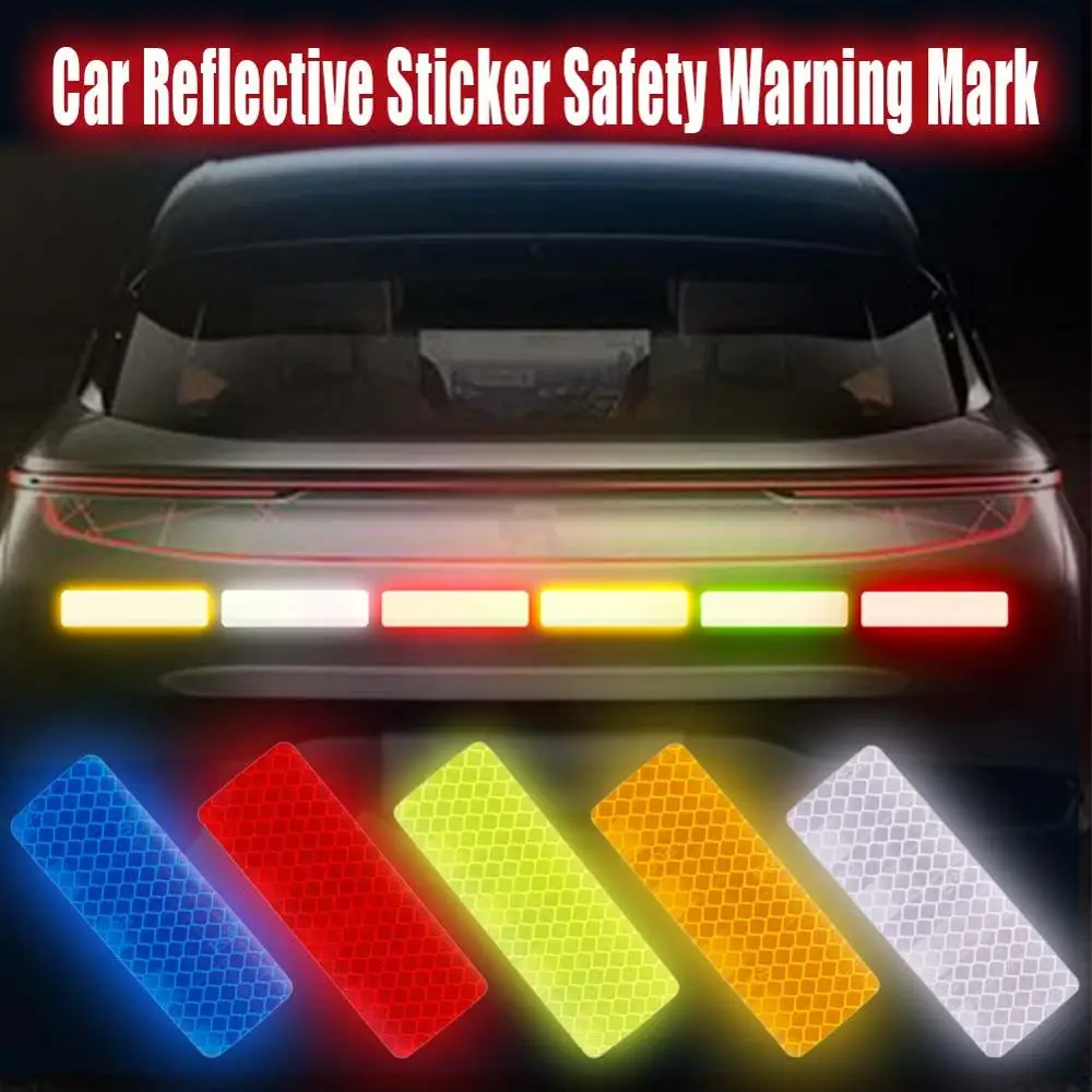 2/4Pcs Reflective Sticker Traffic Safety Night Warning Mark Car Reflective Strip Tape Luminous Car Bumper Decals Reflective