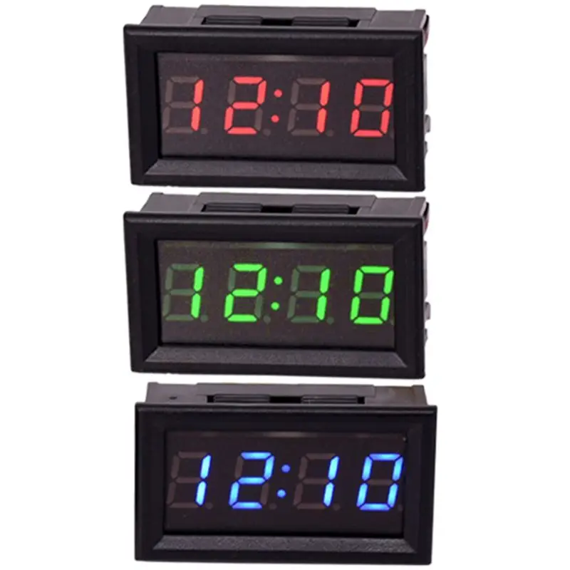 LED DIY Vehicle Electronic Clock KIT Car Motorcycle Timer LED Digital Display Power-off Memory DC4.5-30V Red Green Blue