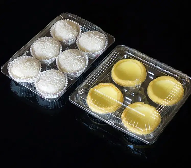 Blister Transparent Cake Mooncake Boxes Cupcake Cookie Egg Tart Packaging Boxes Hold 4/6 Cakes Wholesale