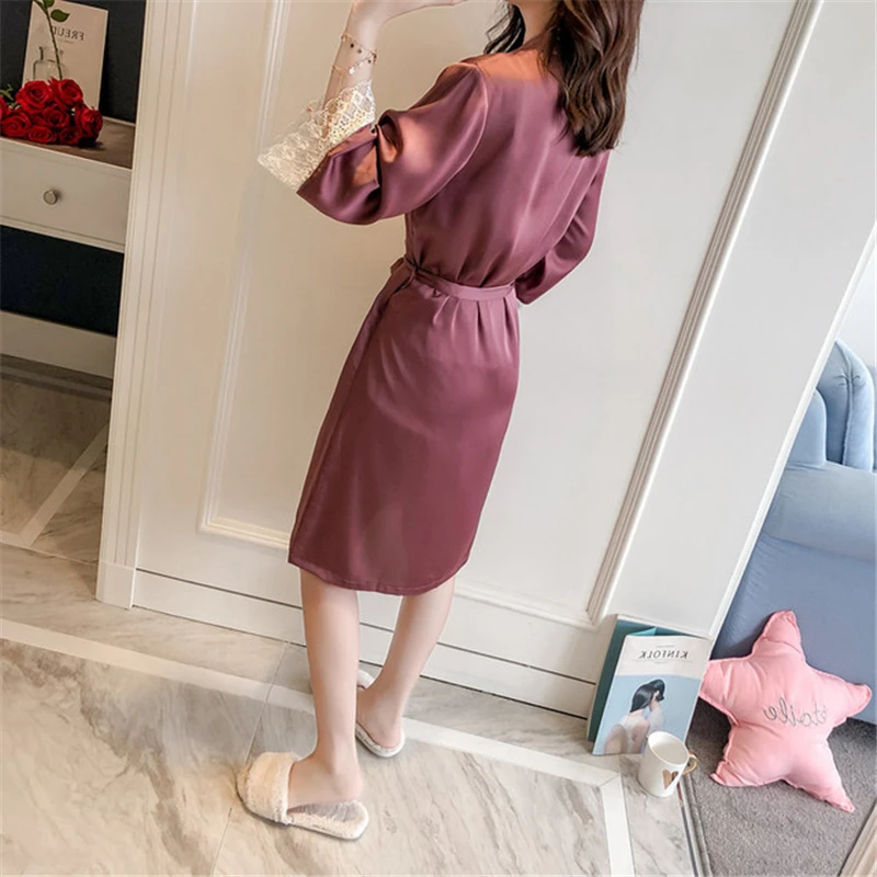 Ladies nightgown lace bathrobe foot bath shop outerwear nightgown home service beauty salon dedicated home bathrobe