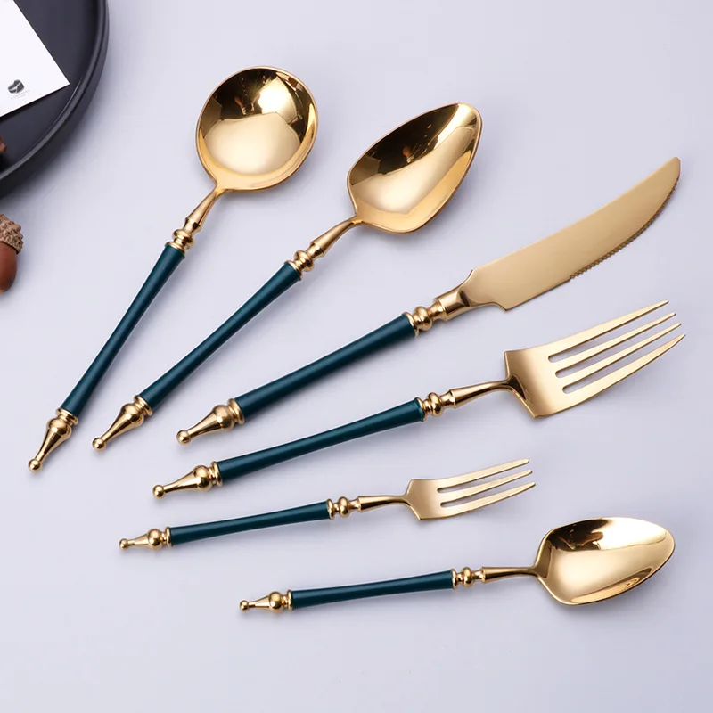 Stainless Steel Cutlery Set, Western Roman Column Knife, Fork, Spoon, Coffee, Dessert, Kitchen, Hotel Tableware Supplies