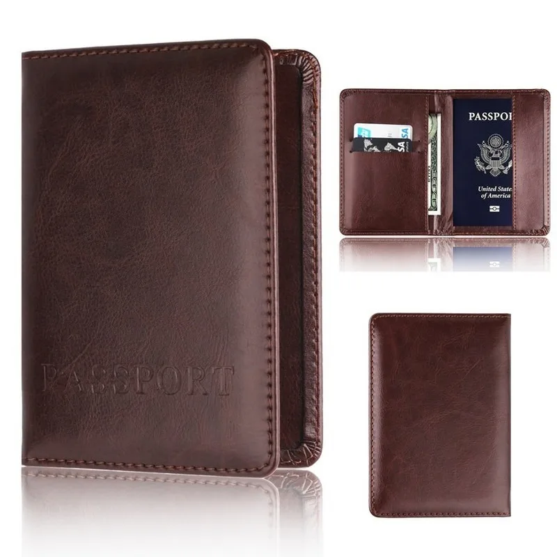 Simple Solid Passport Cover Men Passport Holder Slim Designer Travel Wallet Business Case Minimalist Women Credit Card Holder