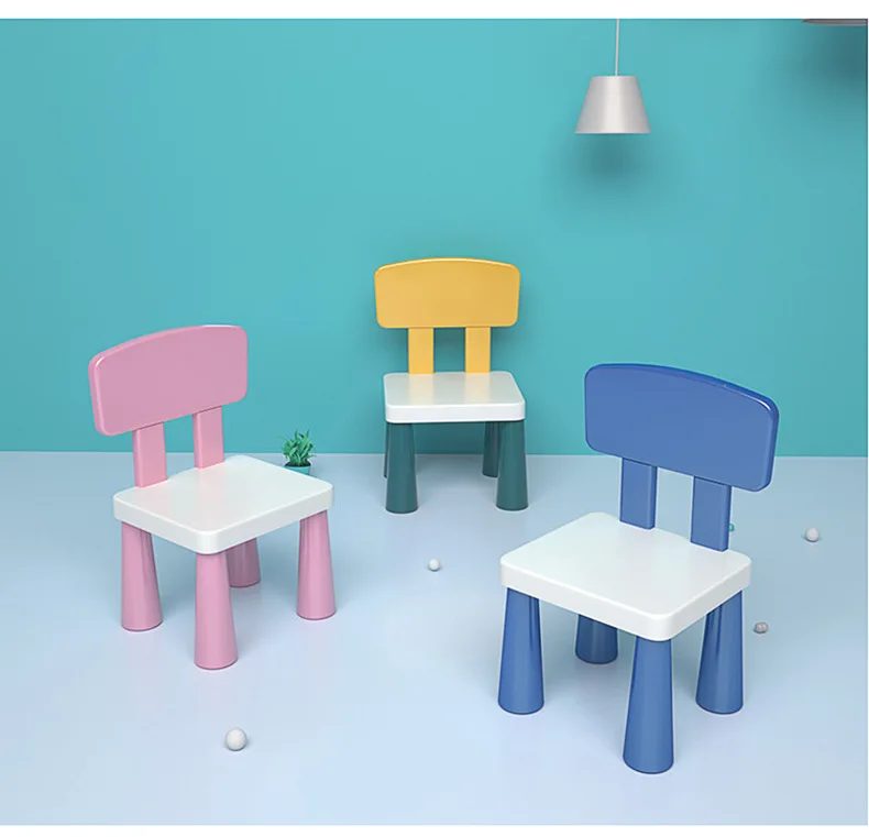 Kids Bench Kindergarten Nursery Play Game Stool Thicken Baby Seat Plastic Small Backrest Dining Chair Household Child Furniture