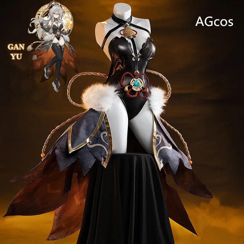 AGCOS Presale!!! Genshin Impact Ganyu Cosplay Costume Dark Night Gan Yu Halloween Outfits Game Genshin Impact Cosplay Costumes