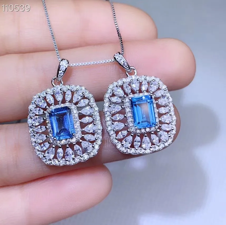 

Latest design natural Topaz Necklace European noble court style 925 Silver