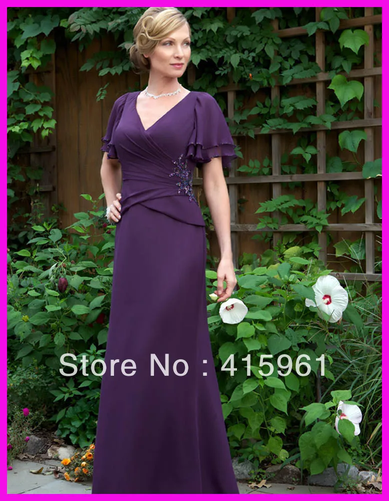 Purple farsali vestido de madrinha novia Short Sleeve Beaded Plus Size 2025 Mother of the Bride Dresses evening Dress Chiffon