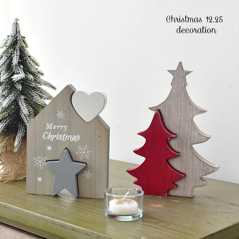 Nordic Christmas House Chalet Desktop Decoration Ornaments Chimney Small House Christmas Ornaments