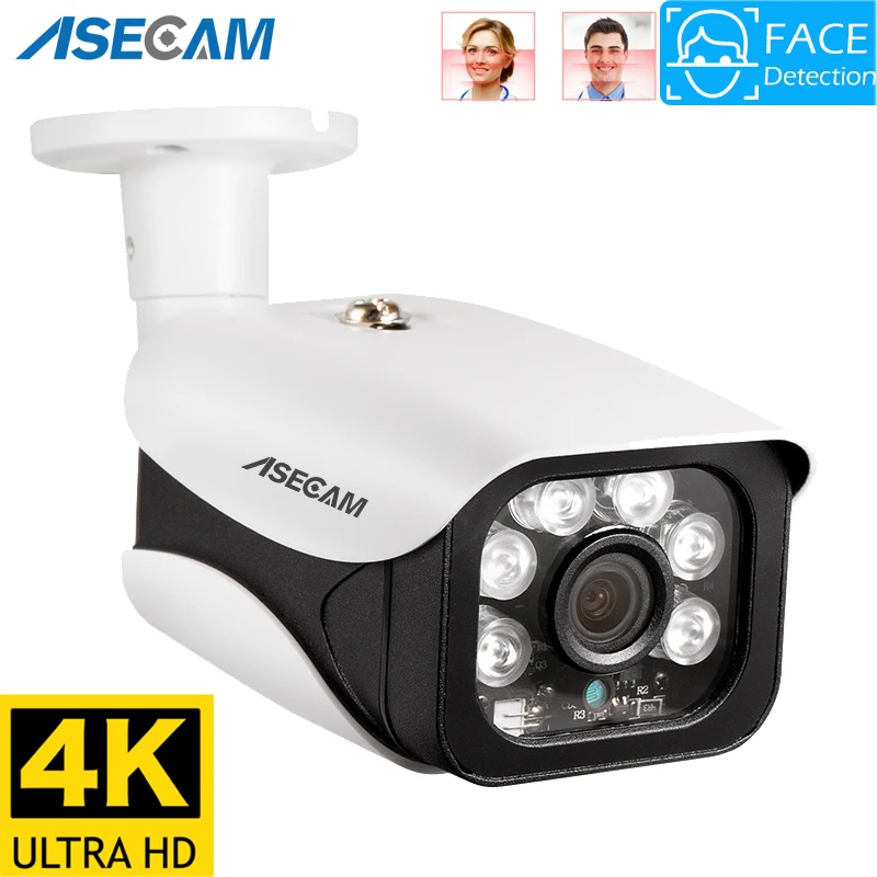 Cámara IP 4K de 8MP para exteriores, videocámara de seguridad con detección facial, IA, H.265, Onvif, bala, CCTV, matriz, visión nocturna, IR, 2K,