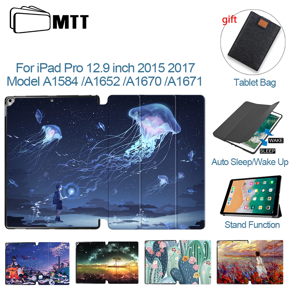 MTT Tablet Case For iPad Pro 12.9 inch 2015 2017 PU Leather Folio Flip Stand Cover Smart Protect fundas A1584 A1652 A1670 A1671