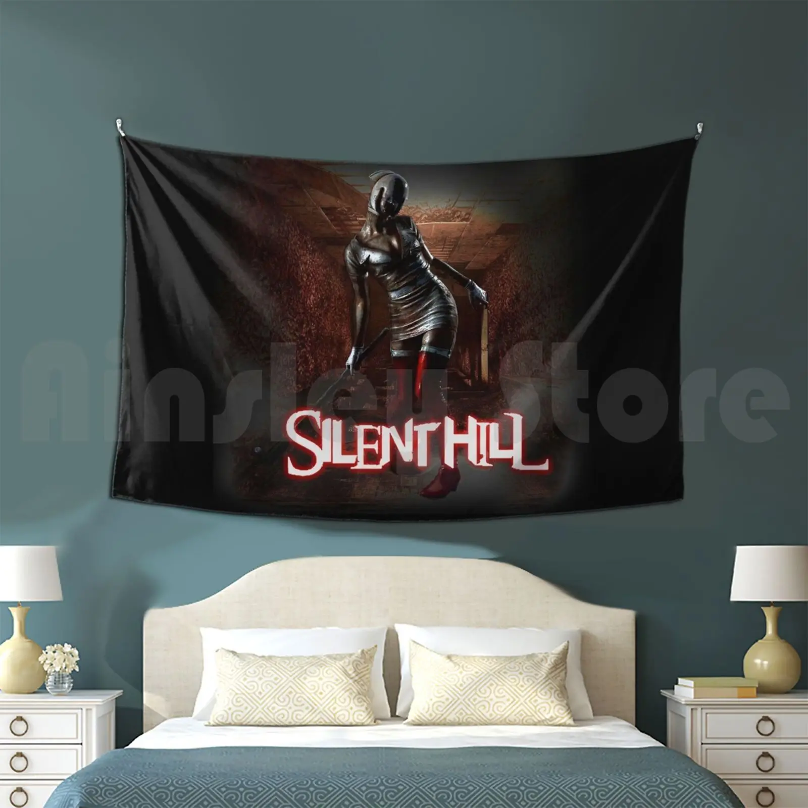 Silent Hill Nurse Customized Tapestry Nurse Movie Scary Creepy Spooky Silent Hill Konami Halloween