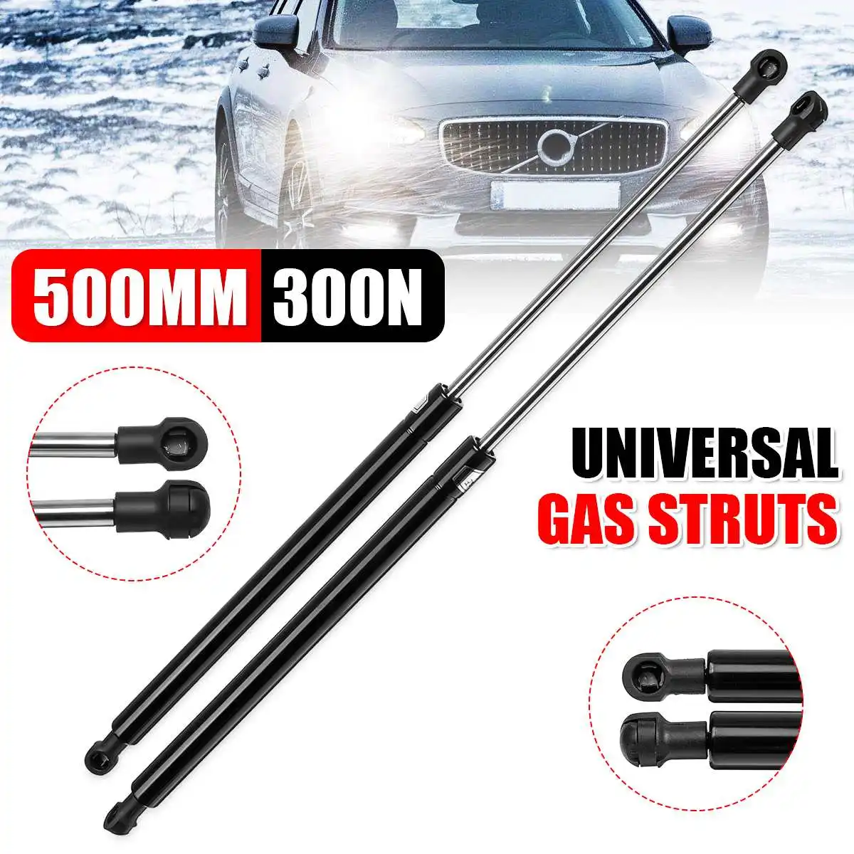 2X Universal 50cm 500mm 300N Car Struts Front Cover Bonnet Hood Rear Trunk Tailgate Boot Shock Lift Strut Support Bar Gas Spring