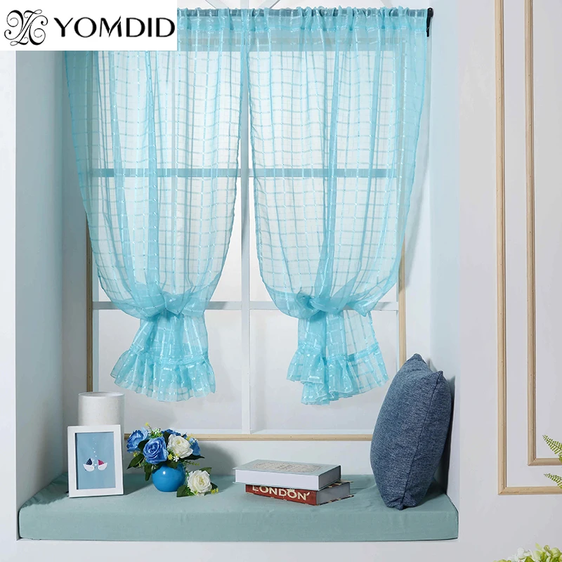 1 PCS Tulle Roman Curtains fresh style Curtain For Kitchen Living Room Bedroom Window short Curtain Screening Bohemia cortinas