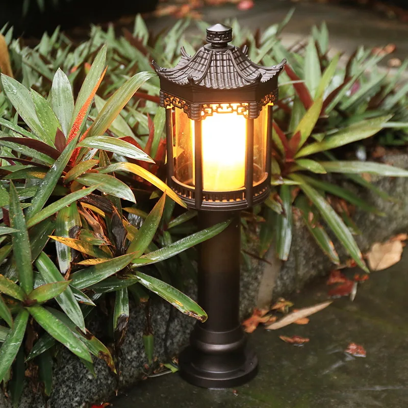 New Chinese Style Outdoor Lawn Lamp Garden Villa Courtyard Landscape Lawn Lamp Hexagonal Pavilion Design Lawn Lamp