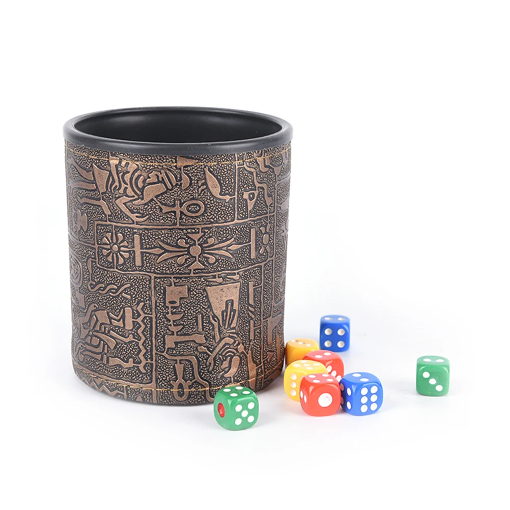 KTV Bar Gambling Casino Texas Poker Game Printing Leathe Plastic Dice Cup Set Without Lid