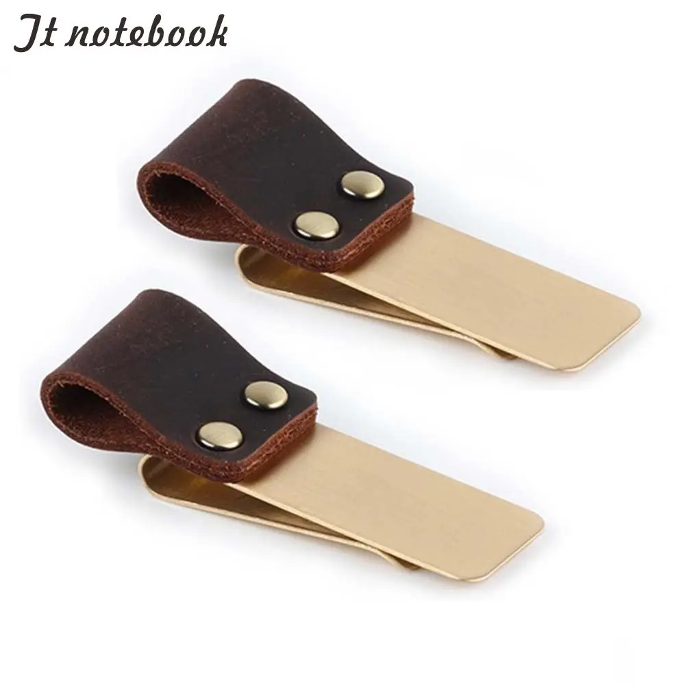 Metal Leather Pen holder Brass and Stainless steel Pencil clip for Genuine Leather notebook Journal diary