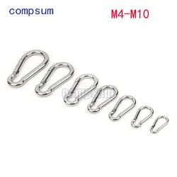 Stainless Steel Spring Hook Climbing Buckle Loop 4mm 5mm 6mm 8mm 10mm Rock Climbing Hook Backpack Keychain