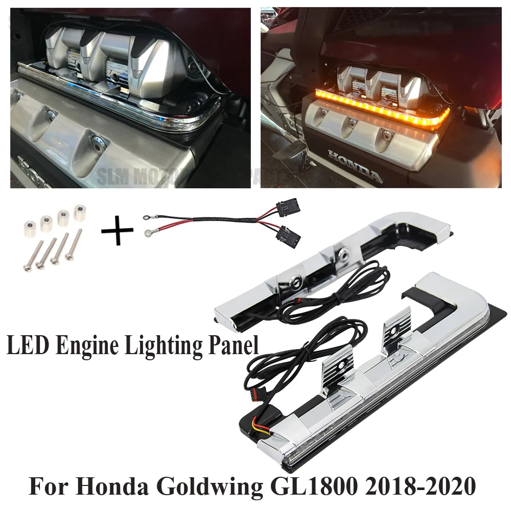 New Motorcycle Chrome-Plated LED Engine Lighting Panel For Honda Goldwing 1800 F6B GL1800 Tour DCT Airbag 2018 2019 2020