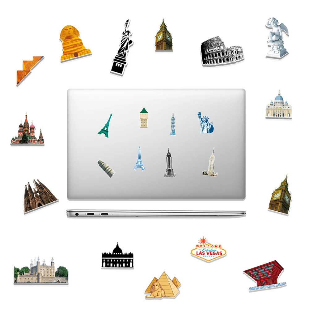 10/30/64pcs World Famous Building Landmark Stickers Decal For Travel Luggage Laptop Guitar Skateboard Car Graffiti Sticker Toy