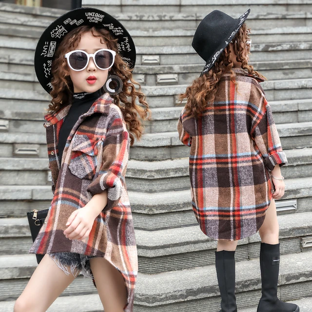 Camisa a cuadros con solapa para ninas ropa clasica para ninas 8 10 12 Otono 2023 AliExpress