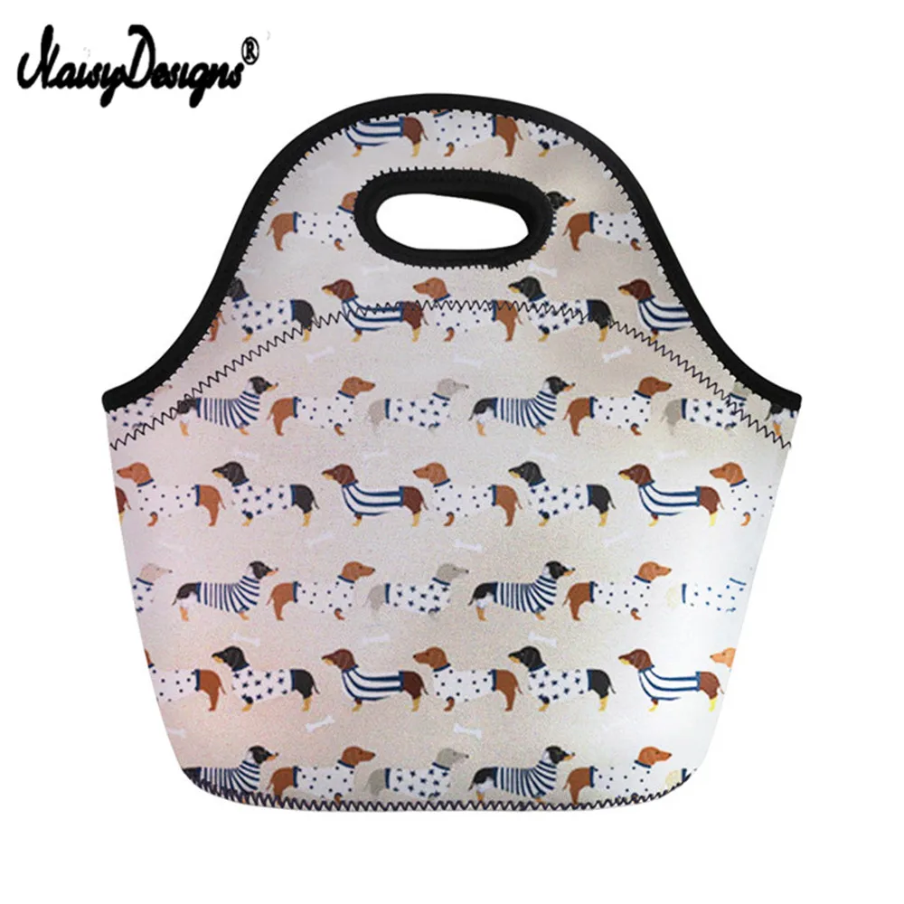 

NOISYDESIGNS Lunch Bag Women Handle Tote for Kids Girls Dachshund Dog School Picnic Lunch Box Thermal Storage Portable Eco Bag