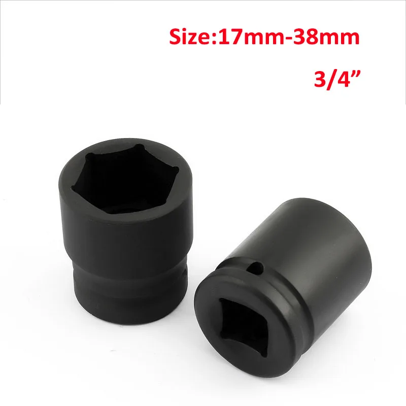 3/4 Inch 17mm-38mm Heavy Socket Wrench Wind Cannon Sleeve Hexagonal Pneumatic Sleeves Head Impact Sockets Tools