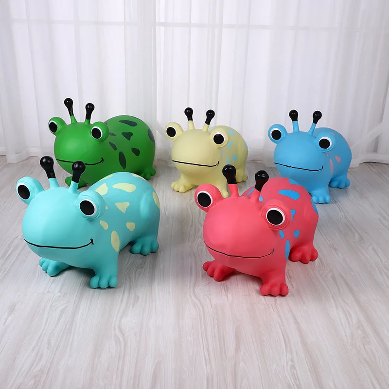 Children Inflatable Frog Sports Toys Ride on Animal Jumping Horse Bouncy Toys for Kids Baby Thicken PVC 55*25*50cm