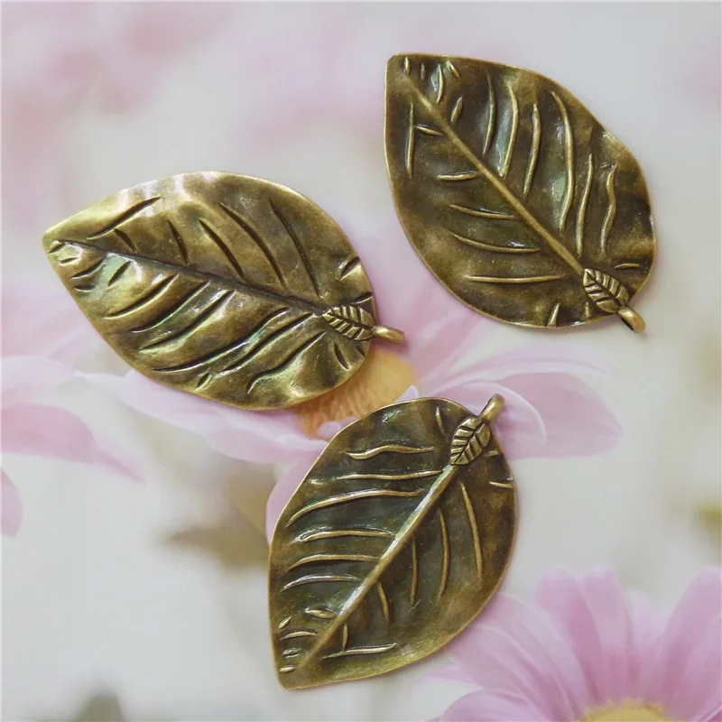 4pcs Antique Bronze Alloy Tree Leaf Necklace Large Size Tree Leaves Necklace Pendant Charms Vintage Jewelry Findings Handmade