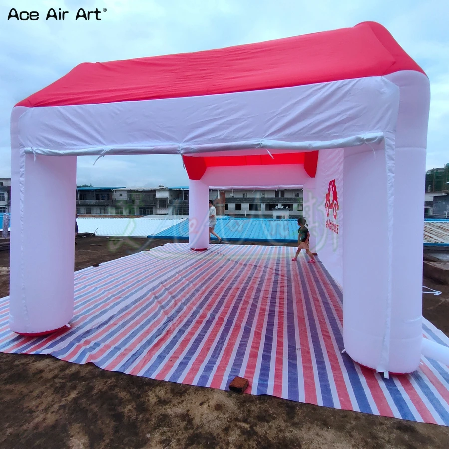 affordable 6x4x3.3m popular advertising inflatable tunnel tent with 4 legs with 3 sides print logo walls