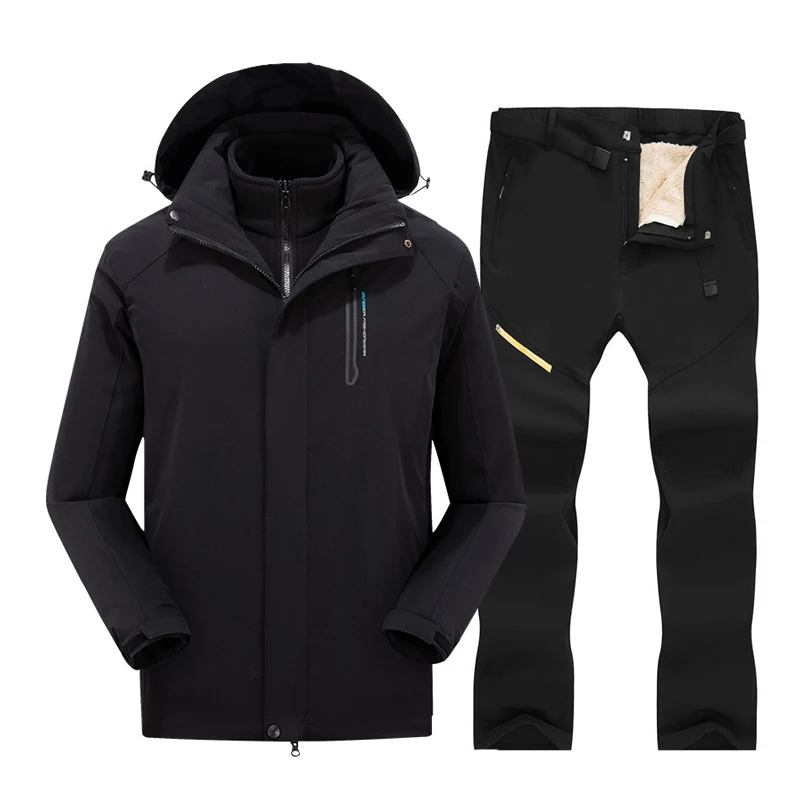 Traje de esquí 3 en 1 para hombre, conjunto de pantalones de esquí de montaña y chaquetas de Snowboard, impermeable, a prueba de viento, cálido,