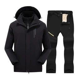 Ensemble 3 en 1 pour homme, pantalon de Ski de montagne et veste de Snowboard, imperméable, coupe-vent, chaud, marque, hiver