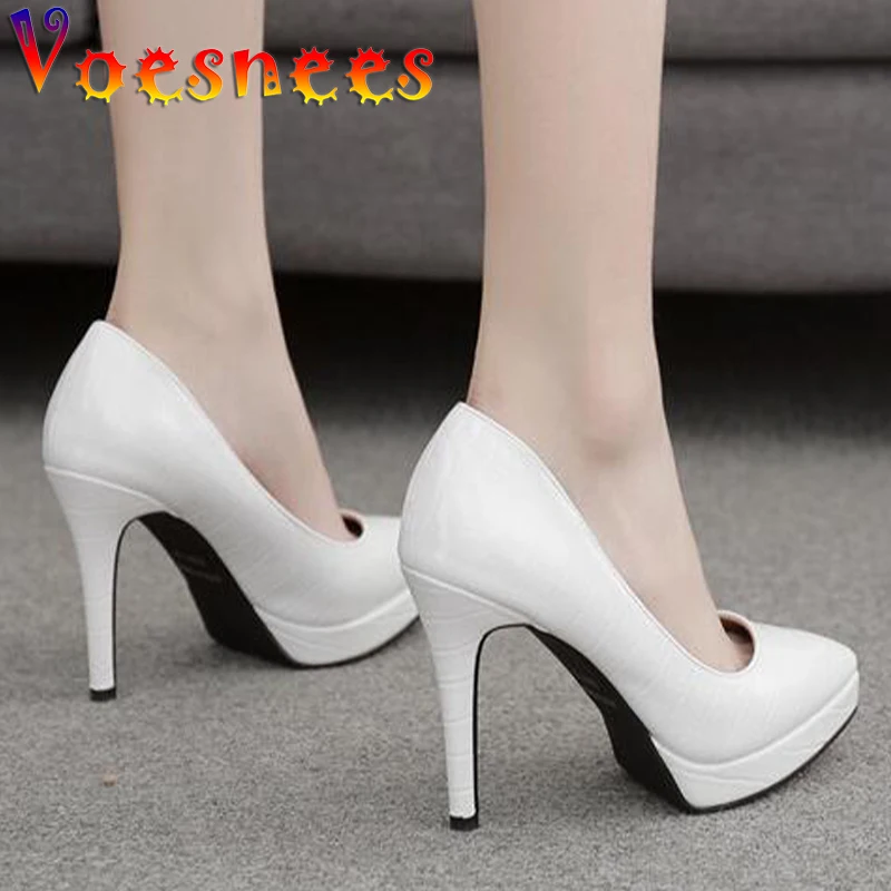 Voesnees Women Pumps Fashion Stiletto Pointed Shallow Ladies Shoes 2021 Autumn New Platform High Heels Professional Work Shoes