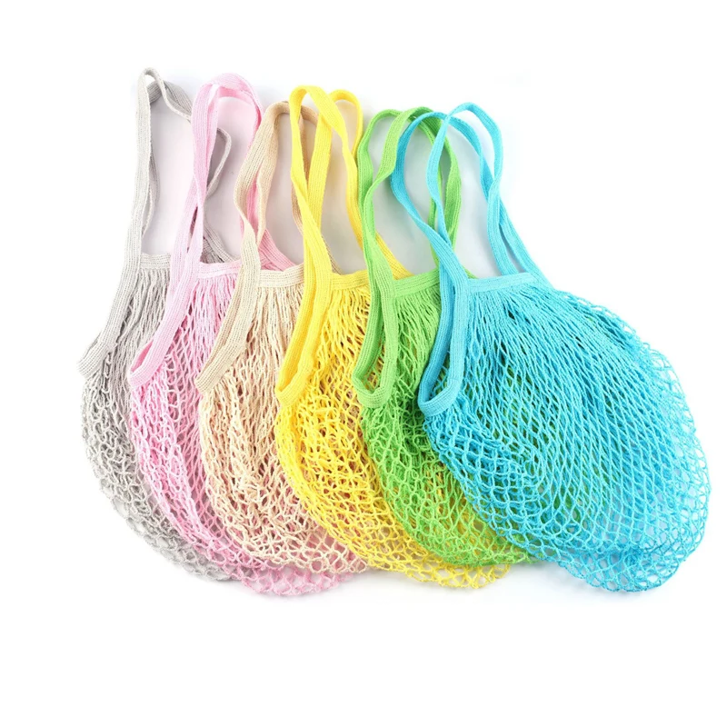 

Totes Mesh Bag Cotton String Produce Shopping Turtle-bags Grocery Long Handle Net Shoulder-Bag Fruit Vegetable Reusable