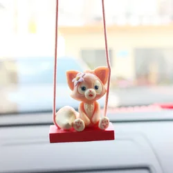 Hot Resin Swing Fox Car Pendant Gentleman Penguin Auto Rearview Mirror Decoration Car Interior Accessories Animal Doll Model