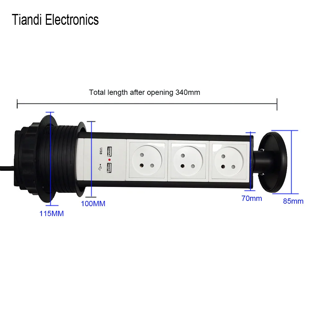 Israel Socket Tower Multifunction Socket 4-digit Israeli Standard Jack Pull-out Outlet For Kitchen Office Table