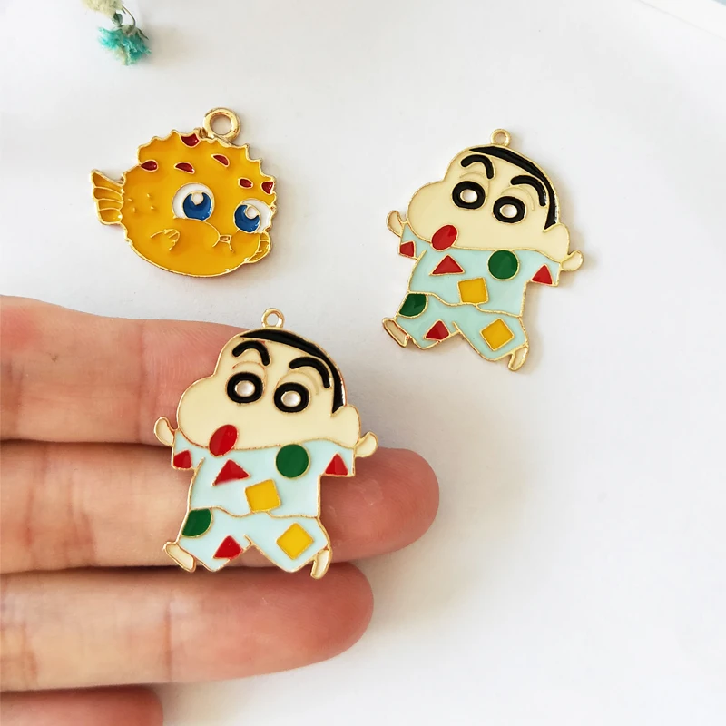 10pcs Cartoon Pajamas Boy Clownfish Enamel Metal Charms Oil Drop Fish Pendants For Girl DIY Jewelry Bracelet Earring Accessories